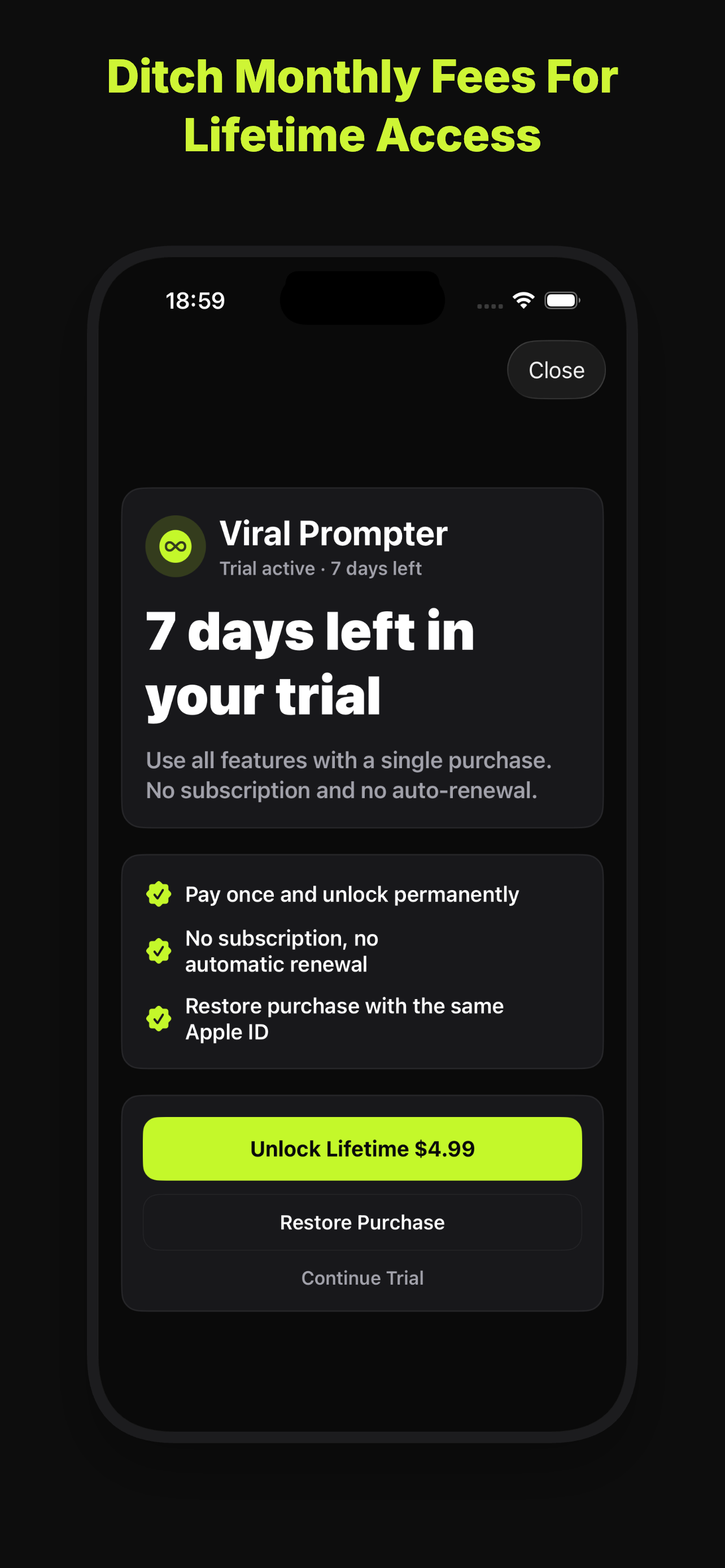 Viral Prompter iOS App Screenshot