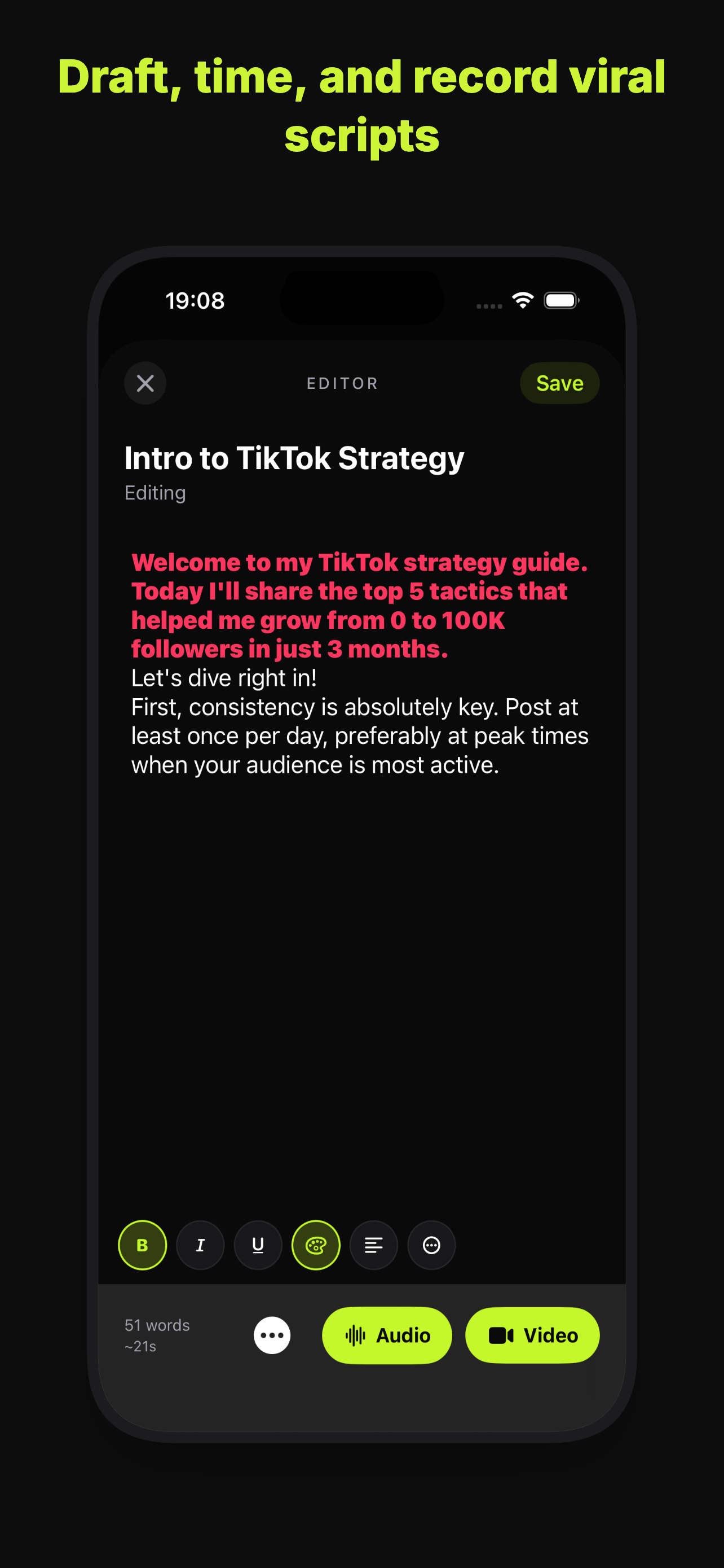 Viral Prompter iOS App Screenshot